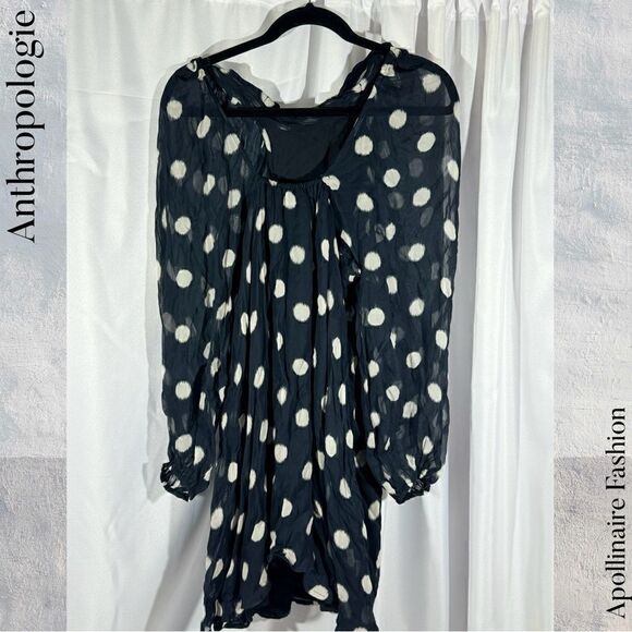 ANTHROPOLOGIE MAEVE POLKA DOT MINI DRESS IN BLACK AND WHITE SIZE XS NWOT - Picture 8 of 9